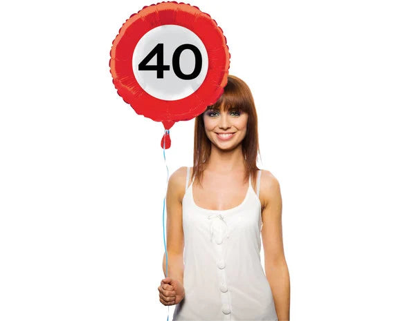Helium Ballon Verkeersbord 40 Jaar - 45 cm