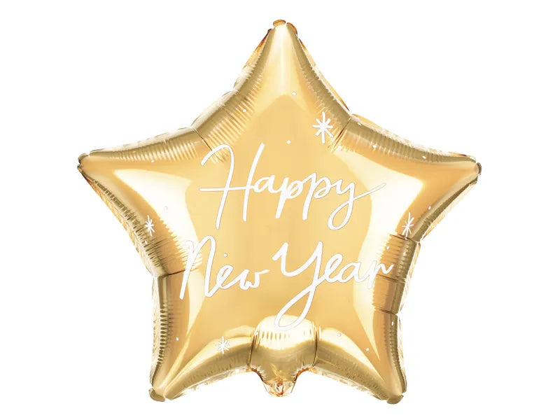 Happy New Year Ster Helium Ballon Goud - Gevuld Met Helium - 45 cm