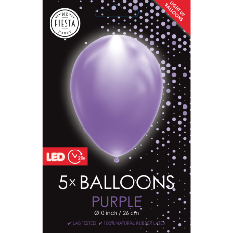 Paarse Led Ballonnen - 5 stuks - 25 cm