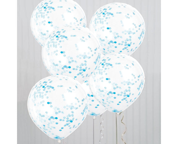 Licht Blauwe Confetti Ballonnen - 6 stuks - 30,5 cm