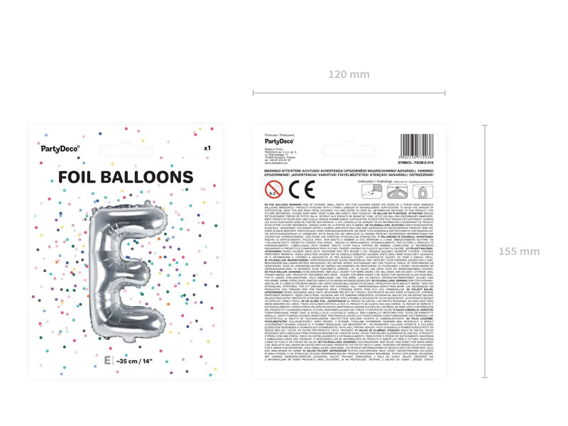 Letter Ballon E Zilver - 35 cm