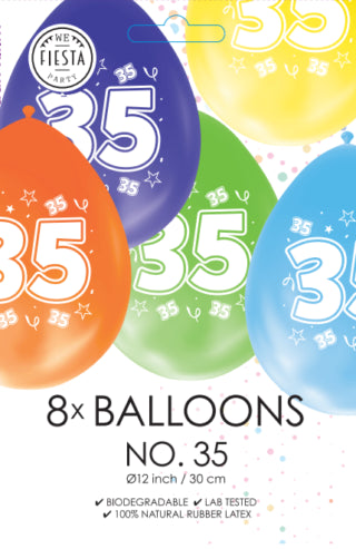Gekleurde Ballonnen 35 jaar - 8 stuks - 30 cm