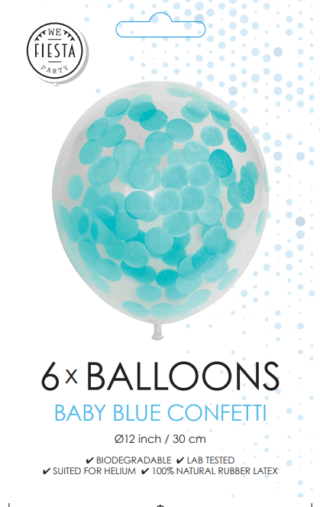 Confetti Ballonnen - Baby Blauw - 6 stuks - 30 cm