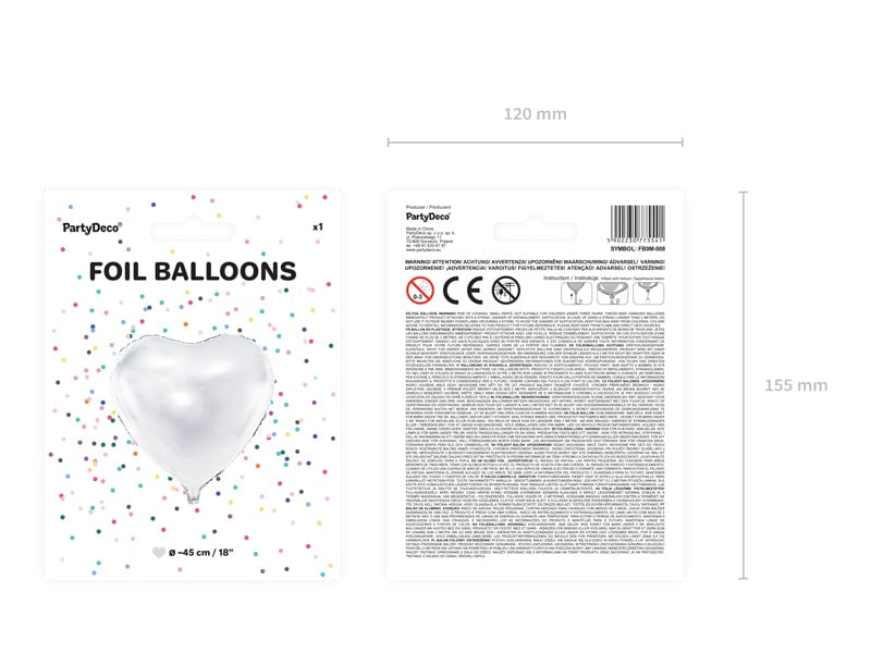 Hart Ballon Wit 45 cm