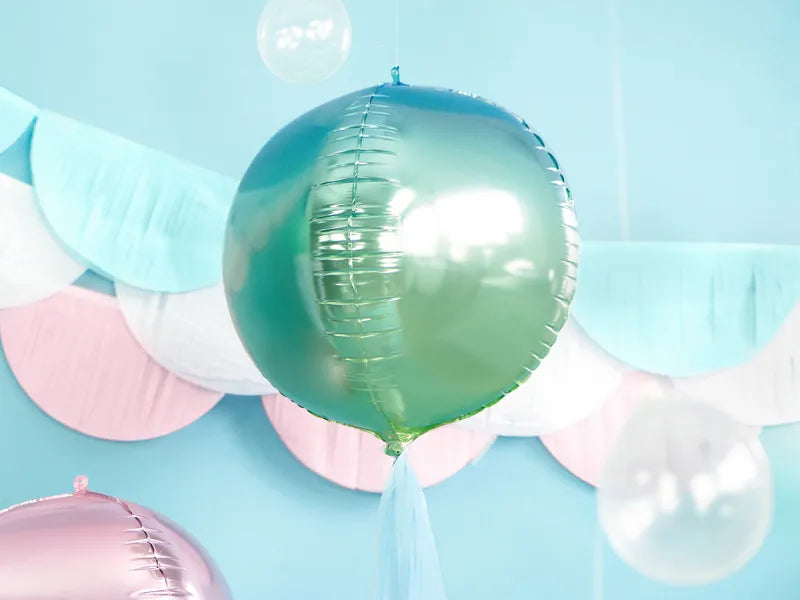 Ronde Helium Ballon Blauw & Groen 35 cm