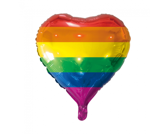 Regenboog Hart Ballon - 45 cm