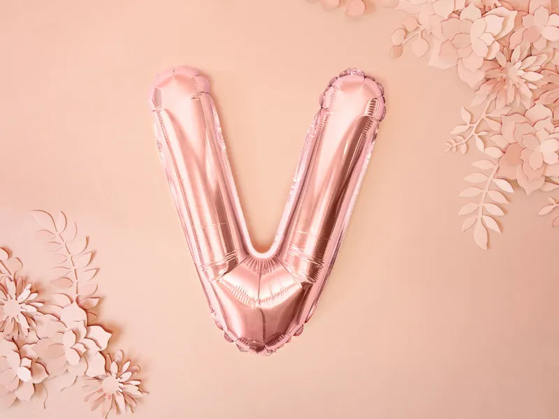 Letter Ballon V Rose Goud - 35 cm