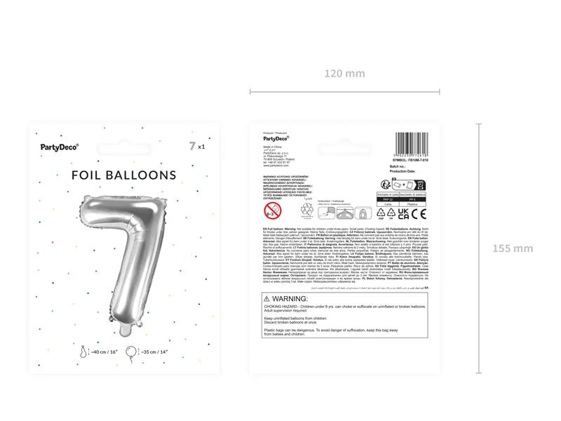 Cijfer Ballon 7 Zilver 35 cm