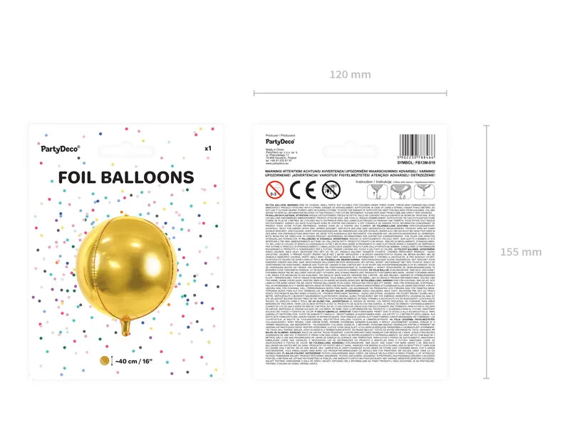 Ronde Helium Ballon Goud 40 cm