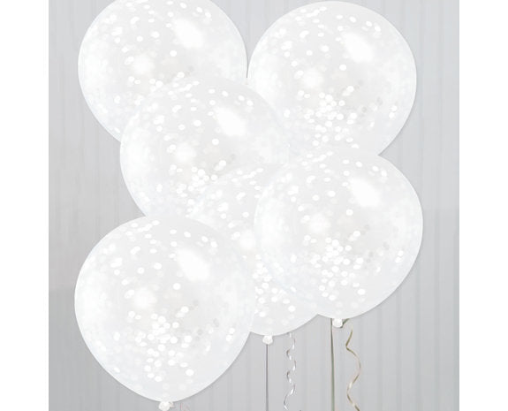 Witte Confetti Ballonnen - 6 stuks - 30,5 cm
