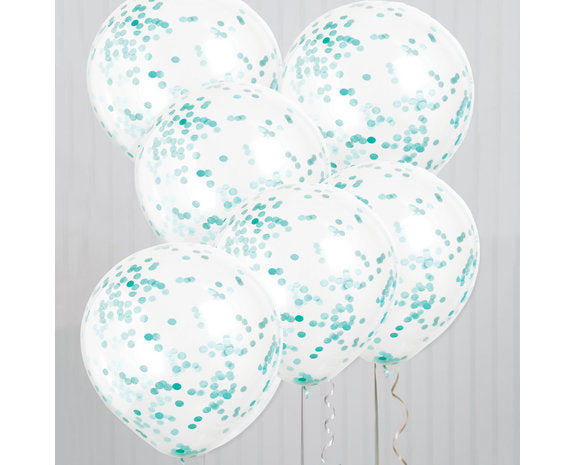 Turquoise Confetti Ballonnen - 6 stuks - 30,5 cm