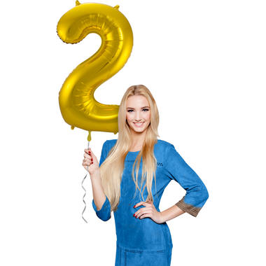 Cijfer Ballon 2 - Goud - 86 cm