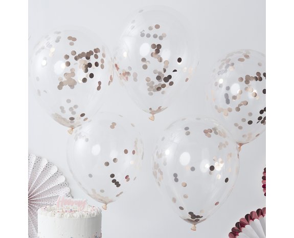 Confetti Ballonnen Rose Goud - 5 stuks - 30 cm