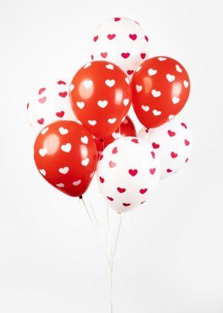 Hartjes Ballonnen Rood Wit - 8 stuks - 30 cm