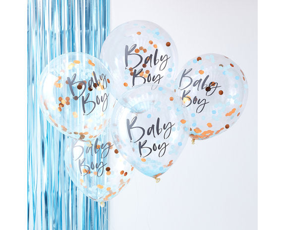 Blauwe Confetti Ballonnen Baby Boy - 5 stuks - 30 cm