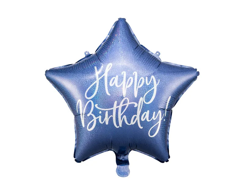 Happy Birthday Ster Helium Ballon Blauw - Gevuld Met Helium - 45 cm