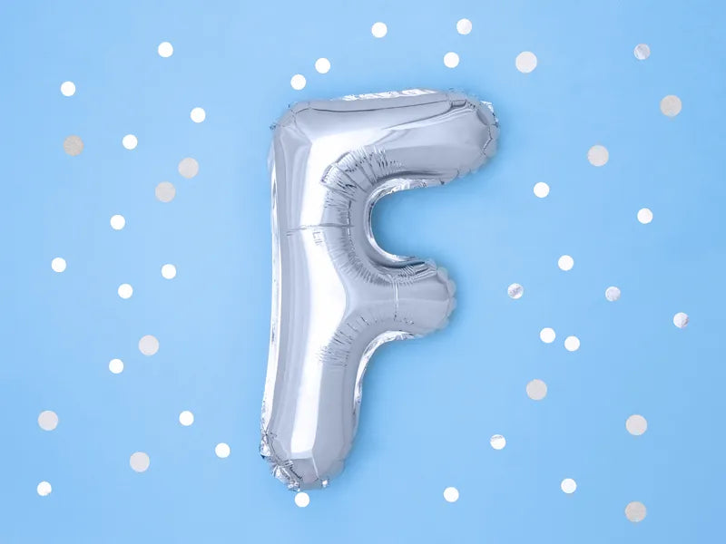 Letter Ballon F Zilver - 35 cm