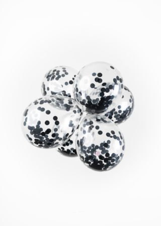 Confetti Ballonnen - Zwart - 6 stuks - 30 cm