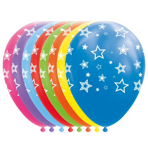 Gekleurde Ballonnen Sterren  - 8 stuks - 30 cm