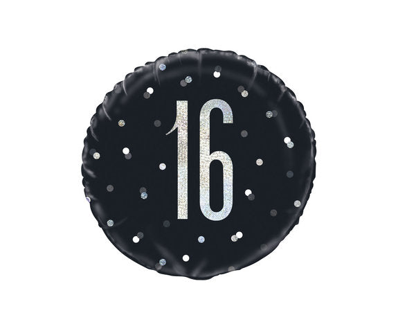 16 Jaar Helium Ballon Zwart 45 cm