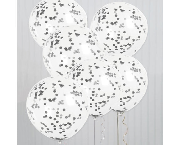 Zwarte Confetti Ballonnen - 6 stuks - 30,5 cm