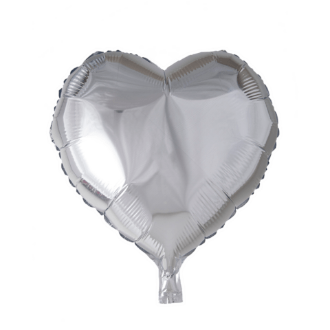 Helium Ballon Hart - Zilver - 46 cm
