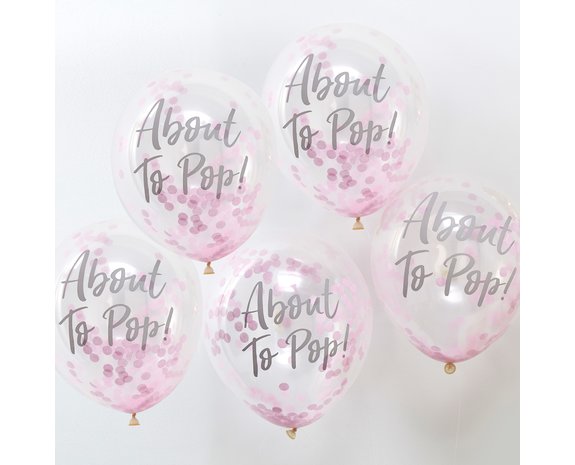 Roze Confetti Ballonnen - About To Pop - 5 stuks - 30 cm