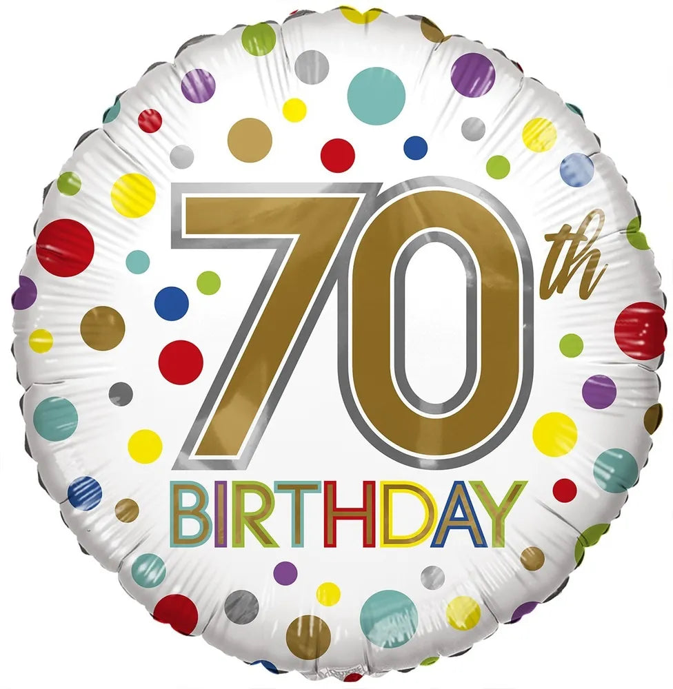 70th Birthday Gekleurd Helium Ballon - 45 cm