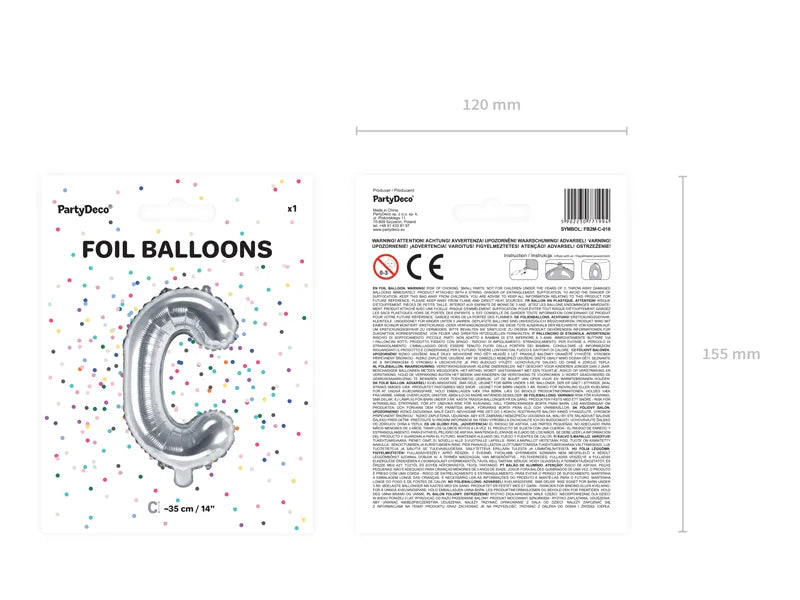 Letter Ballon C Zilver - 35 cm
