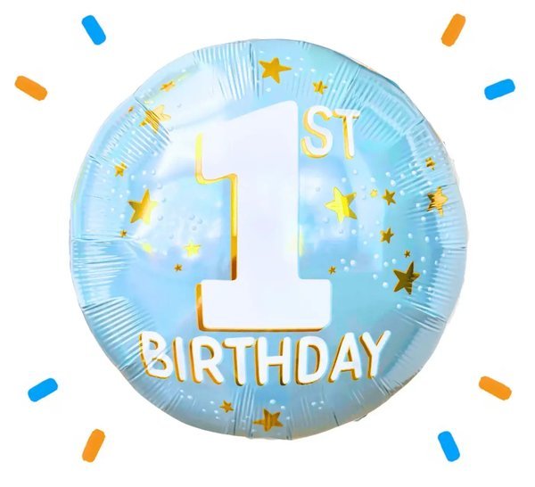 1st Birthday Helium Ballon Blauw - Gevuld Met Helium - 46 cm - Ballonnenshop.nl