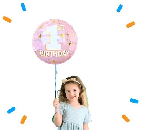 1st Birthday Helium Ballon Roze - Gevuld Met Helium - 46 cm - Ballonnenshop.nl