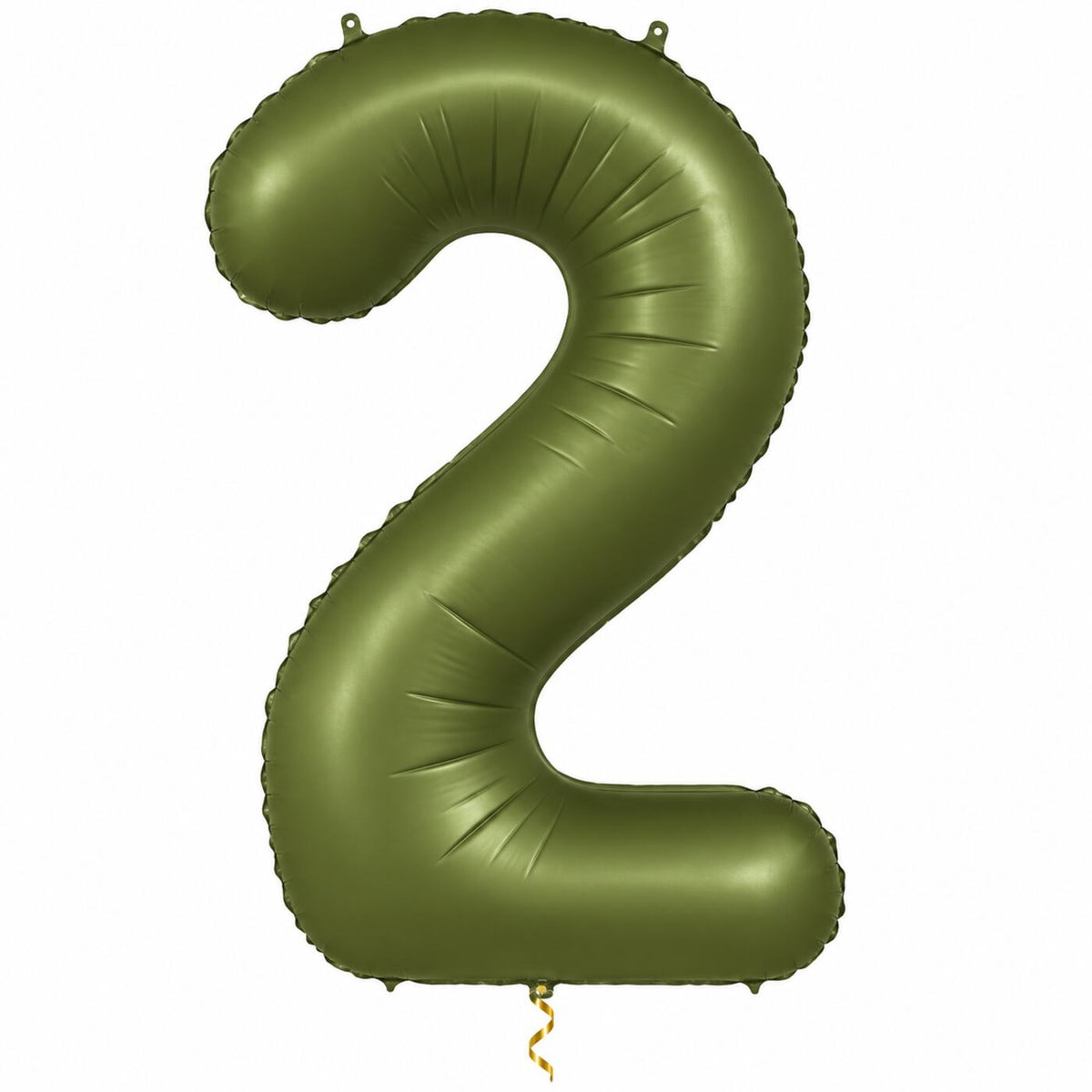 2 Jaar Cijfer Groen XL Ballon met dun metallic gouden lint op witte achtergrond – Ballonnenshop.nl