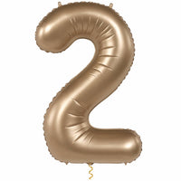 2 Jaar Cijfer Starlight Goud XL met dun metallic gouden lint op witte achtergrond – Ballonnenshop.nl