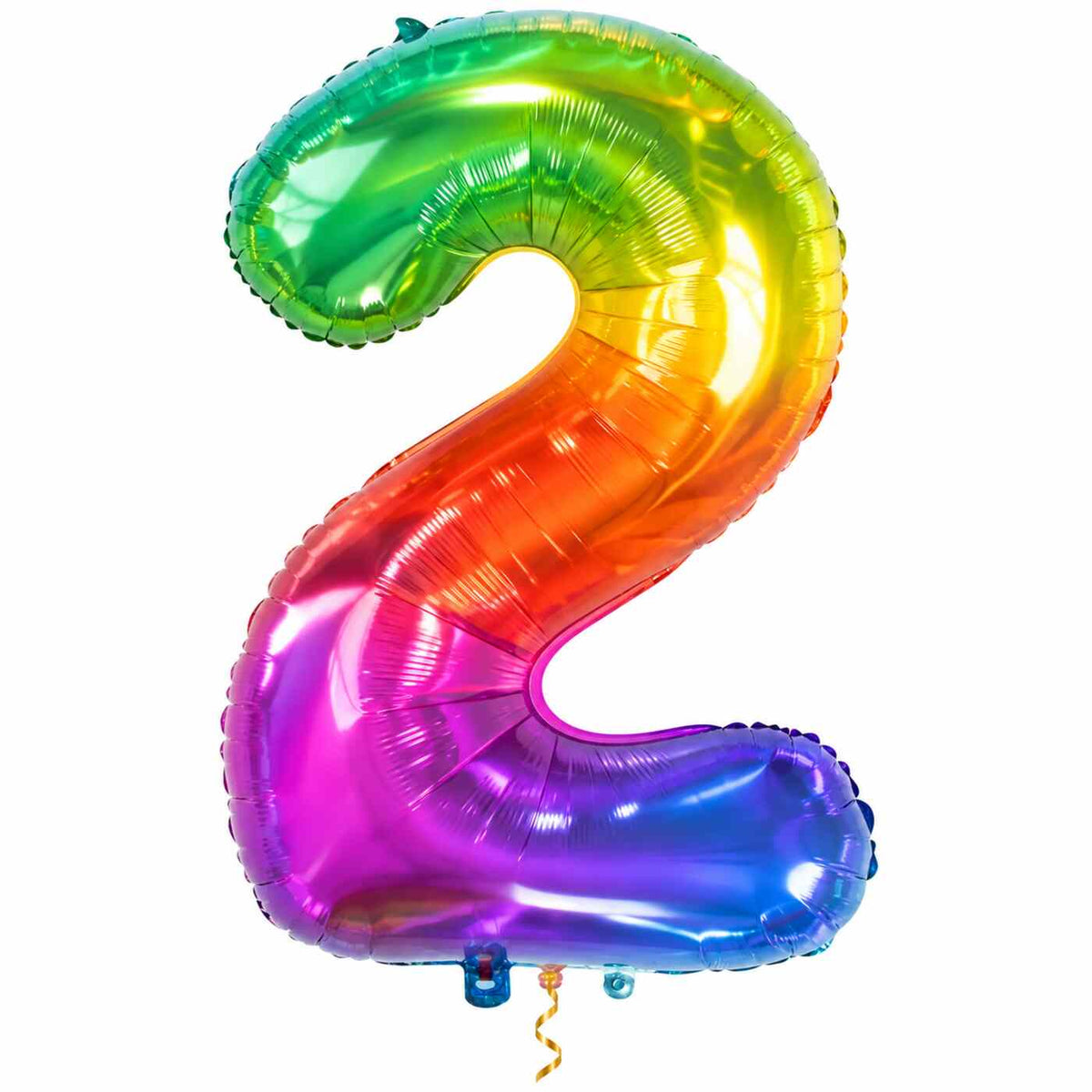 2 Jaar Cijfer Yummy Gummy XL met dun metallic gouden lint op witte achtergrond – Ballonnenshop.nl
