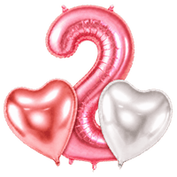 2 Jaar Mat Roze Hartjes Tros - Ballonnenshop.nl