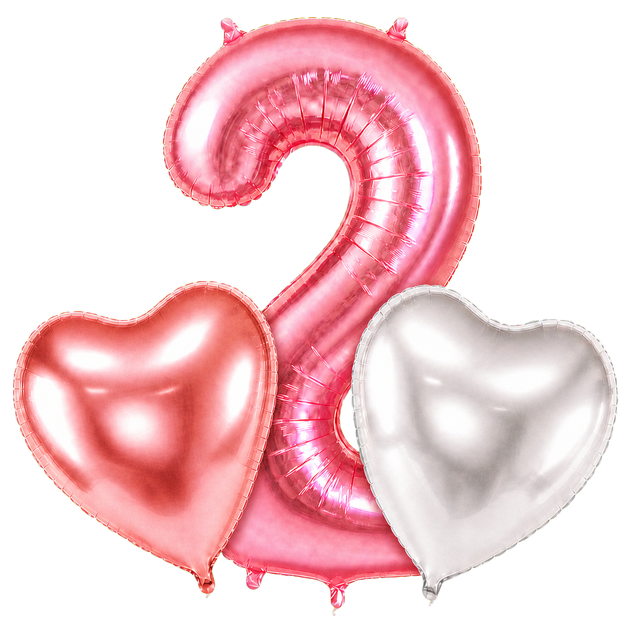 2 Jaar Mat Roze Hartjes Tros - Grotere hartjes in formaatverhouding en transparant - Gevuld met helium - Ballonnenshop.nl