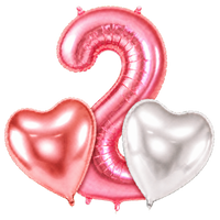 2 Jaar Mat Roze Hartjes Tros - Grotere hartjes in formaatverhouding en transparant - Gevuld met helium - Ballonnenshop.nl