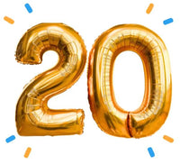 20 Jaar Cijfer Ballonnen Goud - Gevuld Met Helium - 66 cm - Ballonnenshop.nl