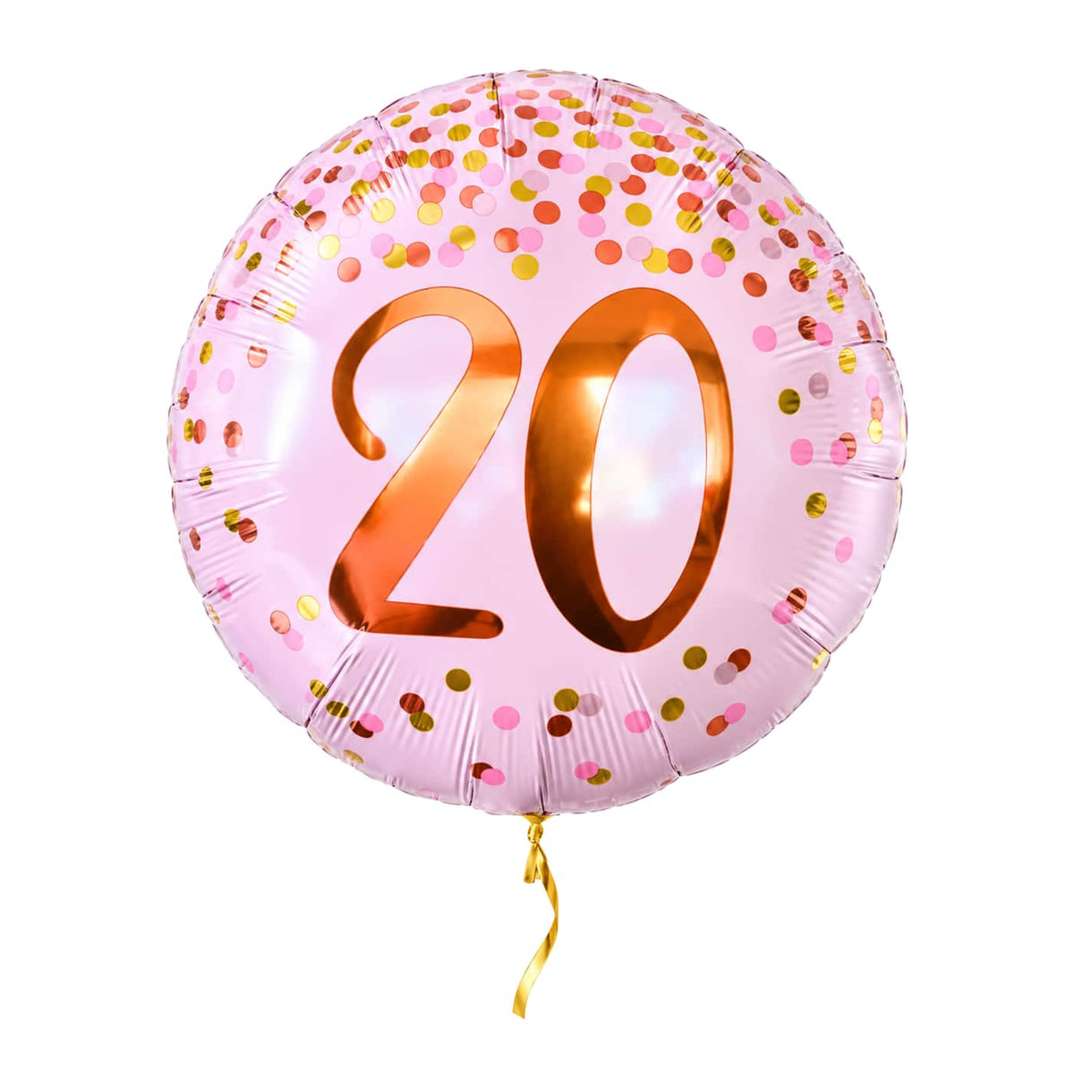 20 Jaar Helium Ballon Roze – met helium gevuld, met gouden lint
