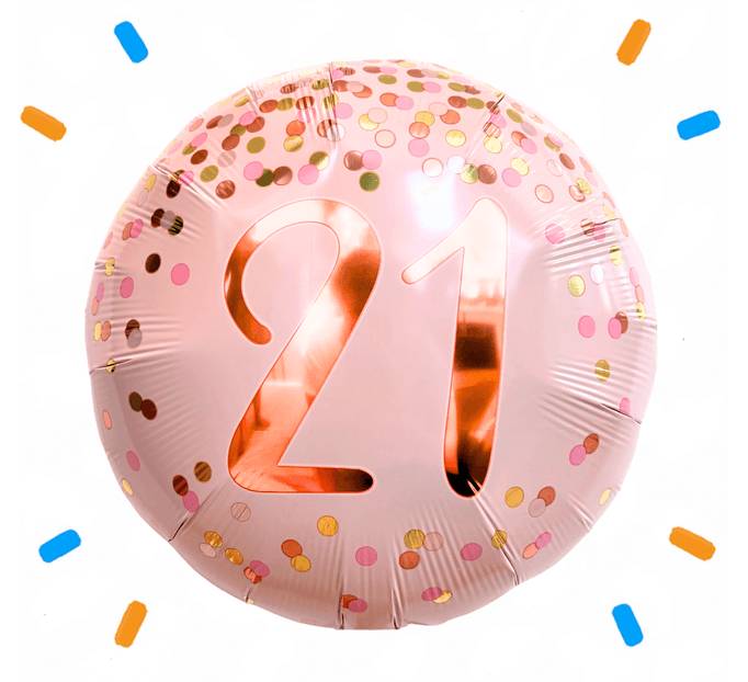 21 Jaar Helium Ballon Roze - Gevuld Met Helium - 46 cm