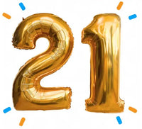 21 Jaar Cijfer Ballonnen Goud - Gevuld Met Helium - 66 cm - Ballonnenshop.nl