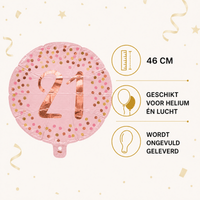 21 Jaar Folie Ballon Roze - 46 cm - Ballonnenshop.nl