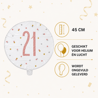 21 Jaar Folie Ballon Wit 45 cm - Ballonnenshop.nl