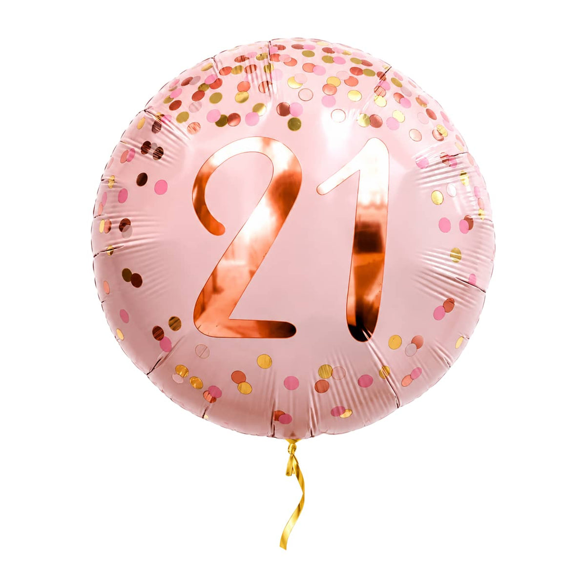 21 Jaar Helium Ballon Roze – met helium gevuld, met gouden lint