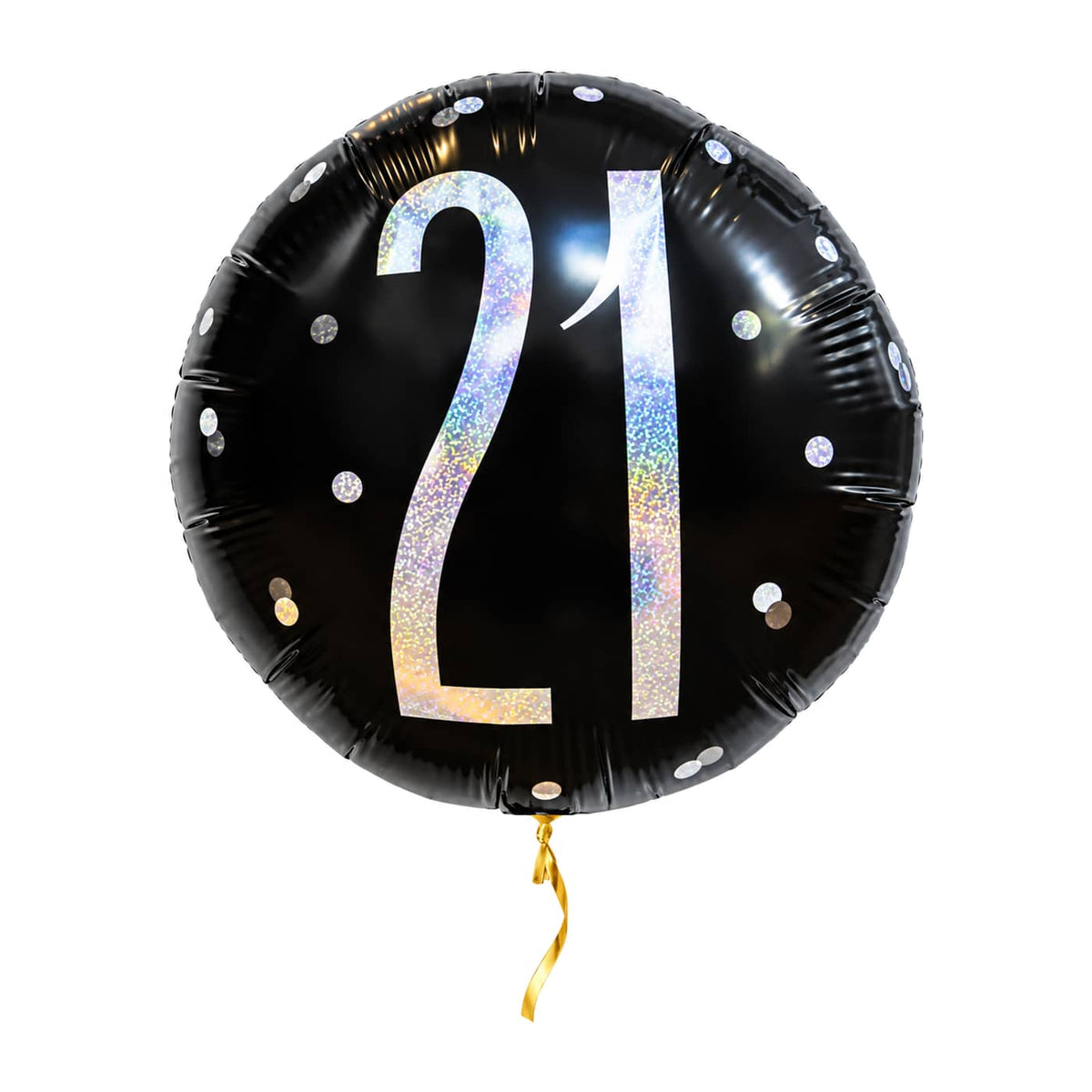 21 Jaar Helium Ballon Zwart – met helium gevuld, met gouden lint