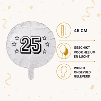 25 Jaar Folie Ballon- Zilver - 45 cm - Ballonnenshop.nl