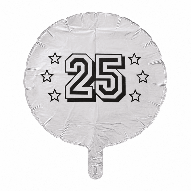 25 Jaar Folie Ballon- Zilver - 45 cm - Ballonnenshop.nl