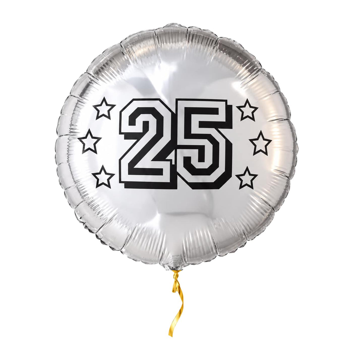 25 Jaar Helium Ballon Zilver – met helium gevuld, met gouden lint