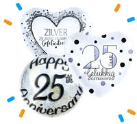 25 Jarig Huwelijk Trosje Helium Ballonnen - Gevuld Met Helium - 46 cm - Ballonnenshop.nl
