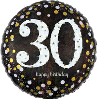 30 Jaar Folie Ballon Zwart/Zilver/Goud - 46 cm - Ballonnenshop.nl
